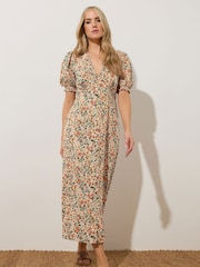 Long Tall Sally Natural Ditsy Tea Midi Dress - Image 2 of 5