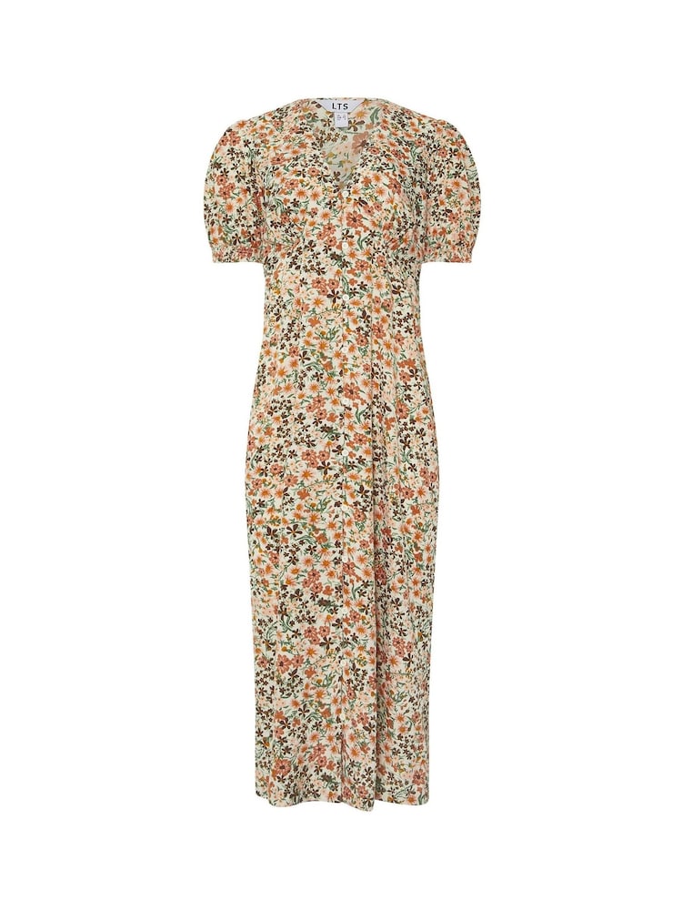 Long Tall Sally Natural Ditsy Tea Midi Dress - Image 5 of 5