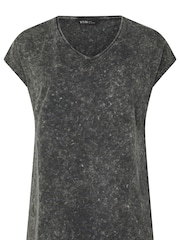 Yours Curve Grey Acid Wash Heavy Weight 100% Cotton Top - Image 5 of 5