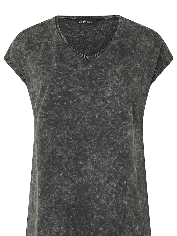 Yours Curve Grey Acid Wash Heavy Weight 100% Cotton Top - Image 5 of 5