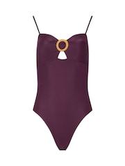 Long Tall Sally Red Raffia Buckle Swimsuit - Image 6 of 7
