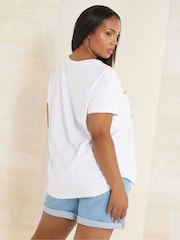 Yours Curve White Dolce Vita Placement 100% Cotton T-Shirt - Image 3 of 5