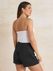 Long Tall Sally Black 100% Cotton Embroidered Hem Shorts - Image 3 of 5