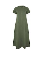 Yours Curve Green A Line Flare 100% Cotton Dress - Image 5 of 5