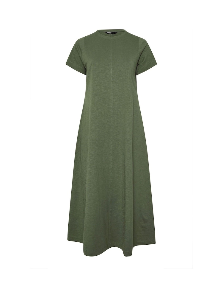 Yours Curve Green A Line Flare 100% Cotton Dress - Image 5 of 5