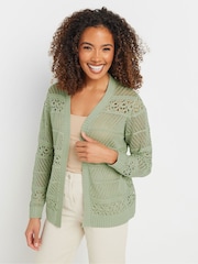 M&Co Green Edge To Edge Crochet Cardigan - Image 1 of 4