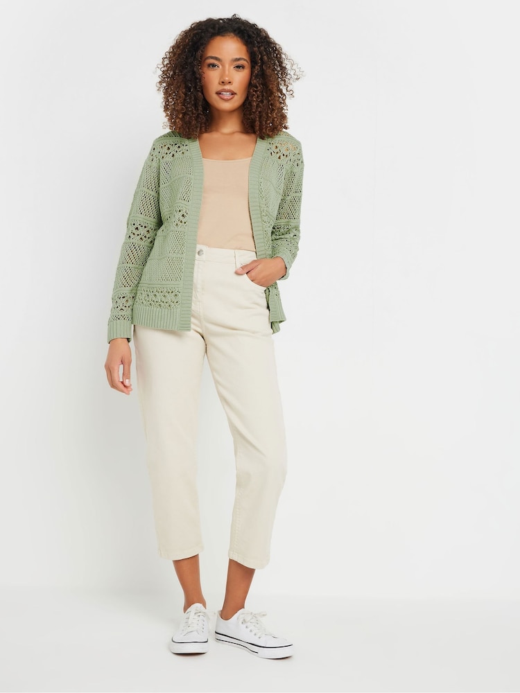M&Co Green Edge To Edge Crochet Cardigan - Image 2 of 4