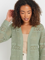 M&Co Green Edge To Edge Crochet Cardigan - Image 4 of 4