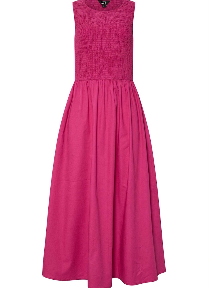 Long Tall Sally Pink 100% Cotton Shirred Midi Dress - Image 1 of 1