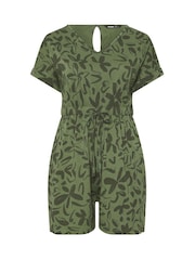 Yours Curve Green 100% Cotton Keyhole Playsuit - Image 5 of 5