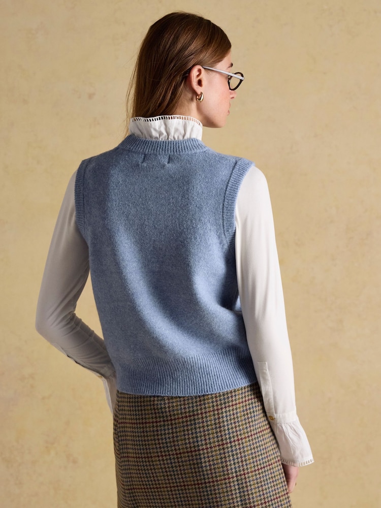 Joules Holly Blue Knitted Vest - Image 2 of 8 Joules Holly Blue Knitted Vest - Image 2 of 8