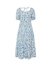 PixieGirl Petite Blue Seashells Puff Sleeve Midi Dress - Image 6 of 6
