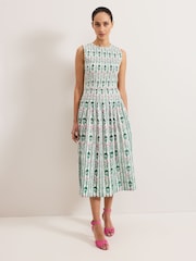 Phase Eight White/Green 100% Cotton Chiara Floral Dress - Image 1 of 7