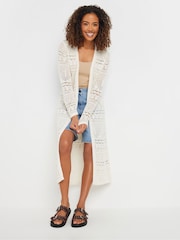 M&Co Natural Maxi Crochet Cardigan - Image 3 of 4