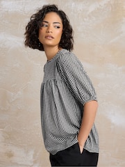 PixieGirl Petite Black Gingham Tie Back Blouses - Image 2 of 6