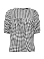 PixieGirl Petite Black Gingham Tie Back Blouses - Image 6 of 6