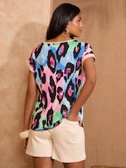 Love & Roses Multi Animal Print Crew Neck Jersey T-Shirt - Image 2 of 4