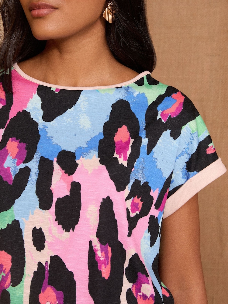 Love & Roses Multi Animal Print Crew Neck Jersey T-Shirt - Image 4 of 4 Love & Roses Multi Animal Print Crew Neck Jersey T-Shirt - Image 4 of 4