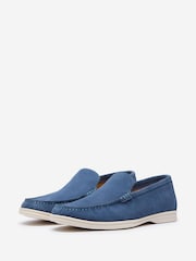 Oliver Sweeney Blue Suede Moccasin Loafers - Image 3 of 5