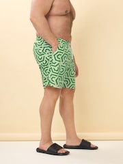 BadRhino Big & Tall Green Geometric Print Swim Shorts - Image 4 of 6