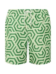 BadRhino Big & Tall Green Geometric Print Swim Shorts - Image 5 of 6