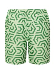 BadRhino Big & Tall Green Geometric Print Swim Shorts - Image 6 of 6