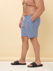 BadRhino Big & Tall Blue Geometric Print Swim Shorts - Image 4 of 6