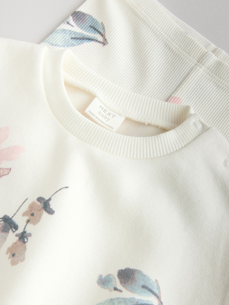 Buy Cream Floral Baby Sweater and Joggers Set Piece (0mths-2yrs