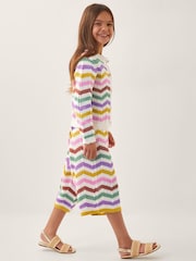 Monsoon Natural Zigzag Stripe Crochet Culotte Trousers - Image 1 of 4