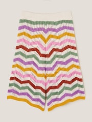 Monsoon Natural Zigzag Stripe Crochet Culotte Trousers - Image 2 of 4