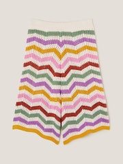 Monsoon Natural Zigzag Stripe Crochet Culotte Trousers - Image 3 of 4