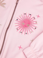 Monsoon Pink Sun Embroidered Zip-Up 100% Cotton Hoodie - Image 3 of 3