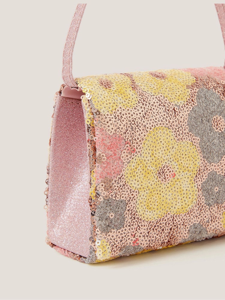 Monsoon Pink Daisy Sequin Bag - Image 3 of 3