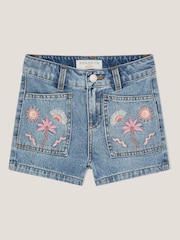 Monsoon Blue Embroidered Denim Shorts - Image 1 of 3