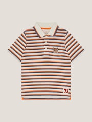 Monsoon Orange Tiger Stripe 100% Cotton Polo Shirt - Image 1 of 3