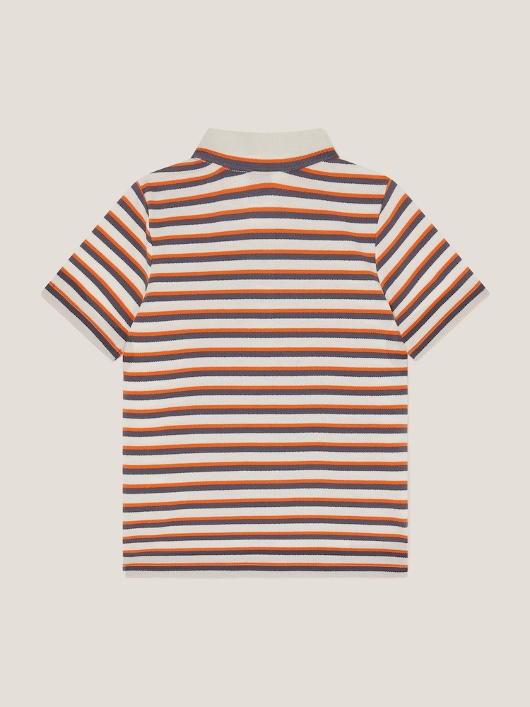 Monsoon Orange Tiger Stripe 100% Cotton Polo Shirt - Image 2 of 3
