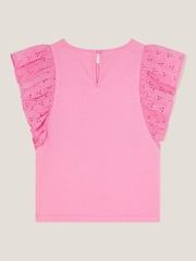 Monsoon Pink Floral Print Bouquet Broderie Frill Blouses - Image 2 of 3