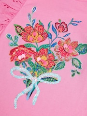 Monsoon Pink Floral Print Bouquet Broderie Frill Blouses - Image 3 of 3