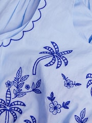 Monsoon Blue Palm Tree Embroidered Top and Skirt Set - Image 2 of 3