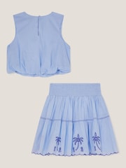 Monsoon Blue Palm Tree Embroidered Top and Skirt Set - Image 3 of 3
