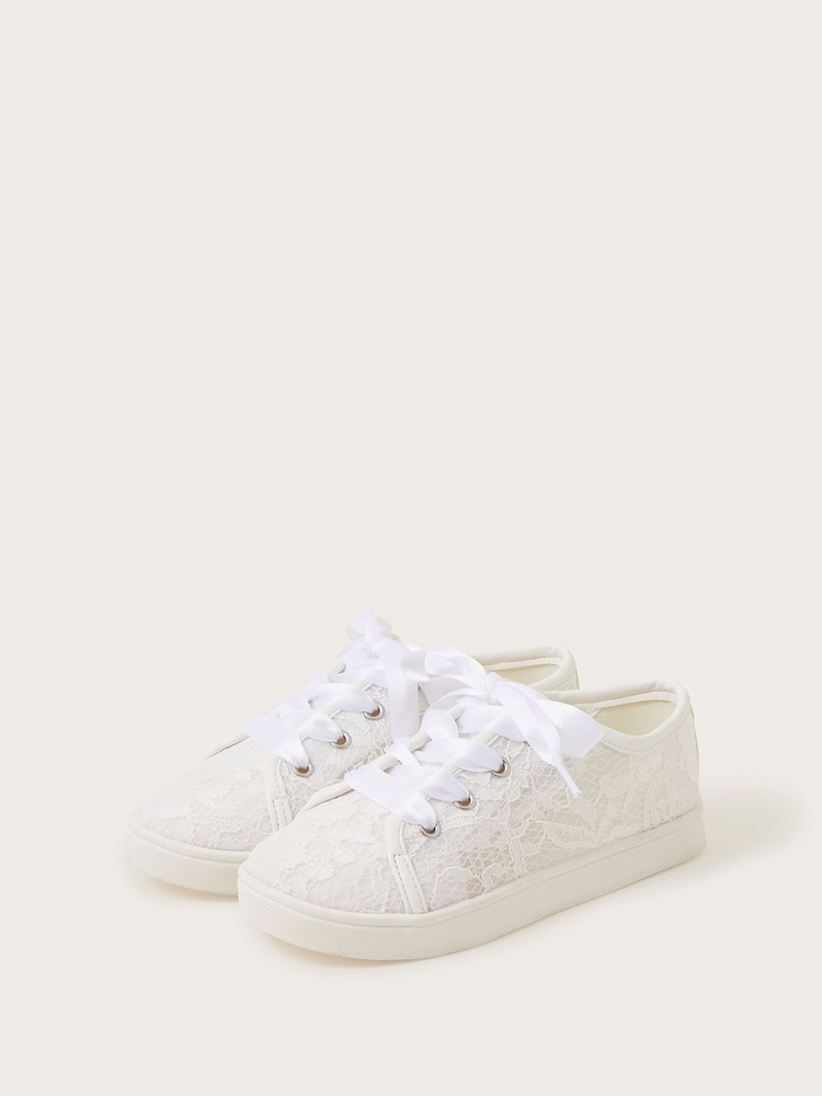 Monsoon Natural Floral Print Lace Trainers - Image 1 of 3 Monsoon Natural Floral Print Lace Trainers - Image 1 of 3