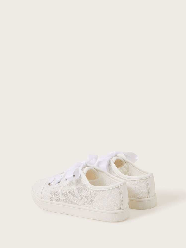 Monsoon Natural Floral Print Lace Trainers - Image 3 of 3