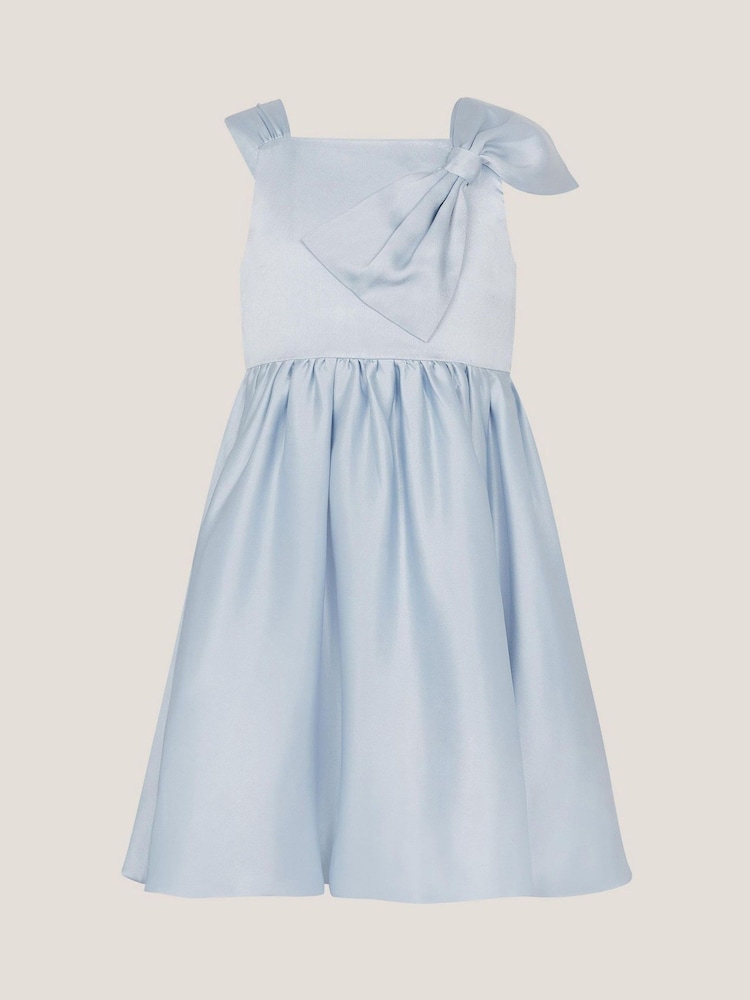 Monsoon Blue Freya Bow Strap Satin Party Dress - Image 1 of 3