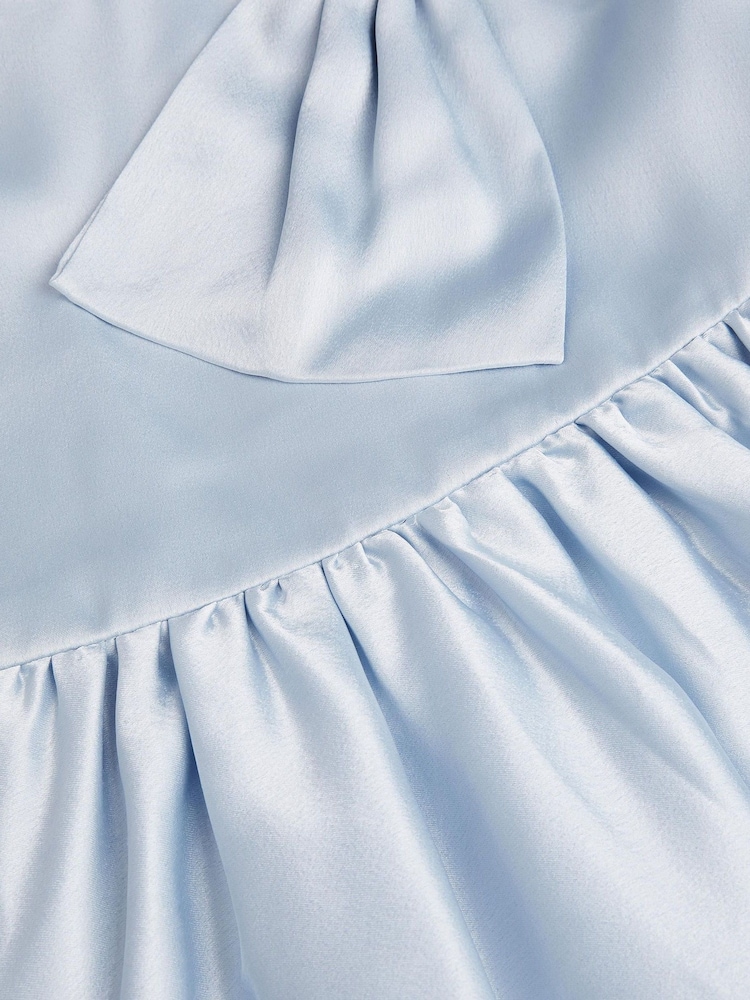 Monsoon Blue Freya Bow Strap Satin Party Dress - Image 3 of 3