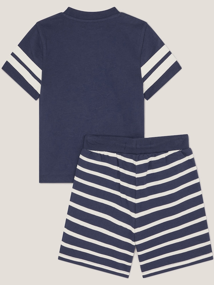 Monsoon Blue Take It Easy T-Shirt and Stripe Shorts Set - Image 2 of 3