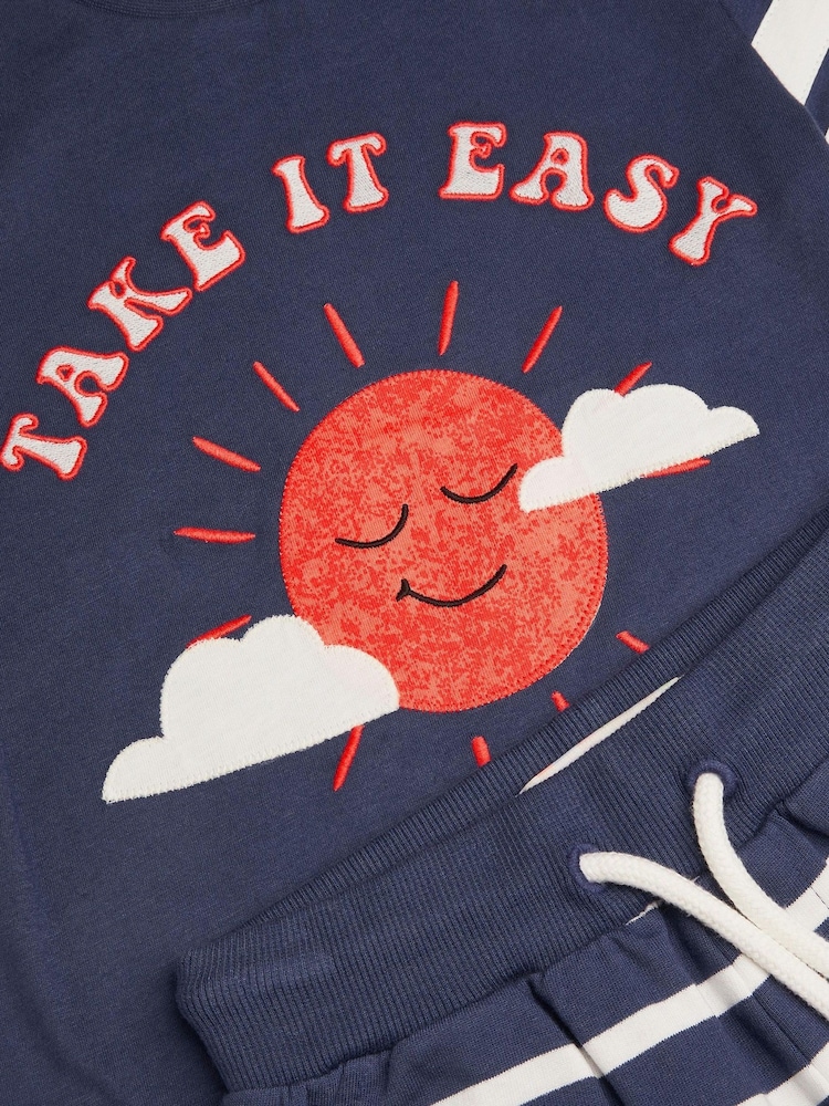 Monsoon Blue Take It Easy T-Shirt and Stripe Shorts Set - Image 3 of 3