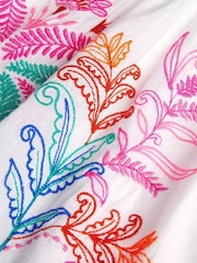 Monsoon White Palm Tree Embroidered Sleeveless 100% Cotton Dress - Image 4 of 4