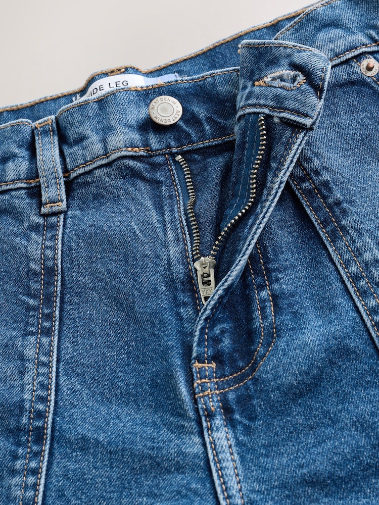 Dark Blue High Rise Utility Wide Leg Jeans - Image 2 of 5