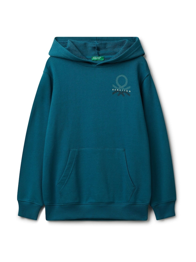 Benetton Boys Blue Logo Print Hoodie (6-14 yrs) - Image 1 of 3