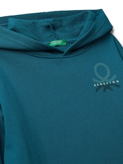 Benetton Boys Blue Logo Print Hoodie (6-14 yrs) - Image 3 of 3